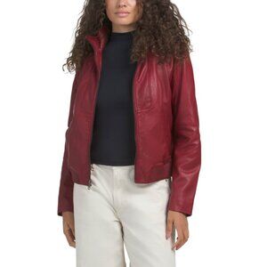 COLE HAAN Dark Red Lambskin Jacket